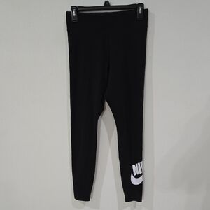Nike Sz Med Black Leggings with White Logo